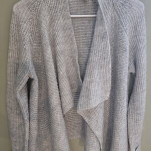 Nine West Light Gray Open-Front Knit Cardigan